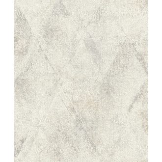   Geometrikus Vintage rombuszminta durva textil háttéren szürkésfehér kékesszürke ezüst kiemelés tapéta