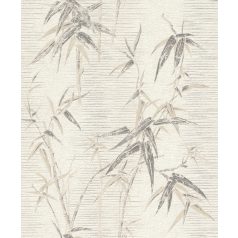   Bambuszmotívum természetes szépségében texturált háttéren szürkésfehér bézs sötétszürke ezüst tapéta