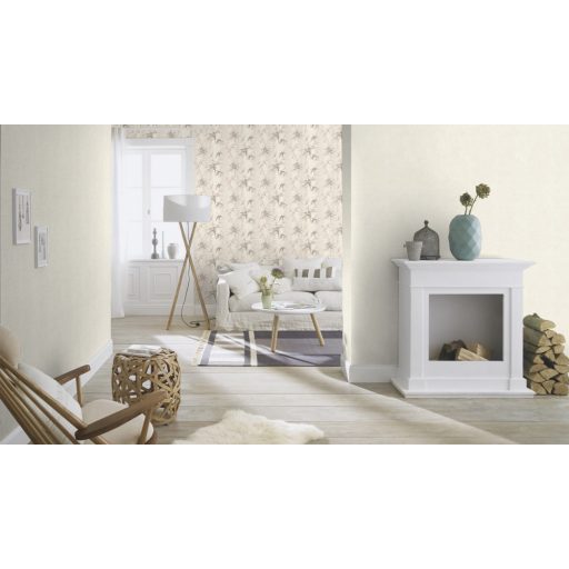 Bambuszmotívum természetes szépségében texturált háttéren szürkésfehér bézs sötétszürke ezüst tapéta