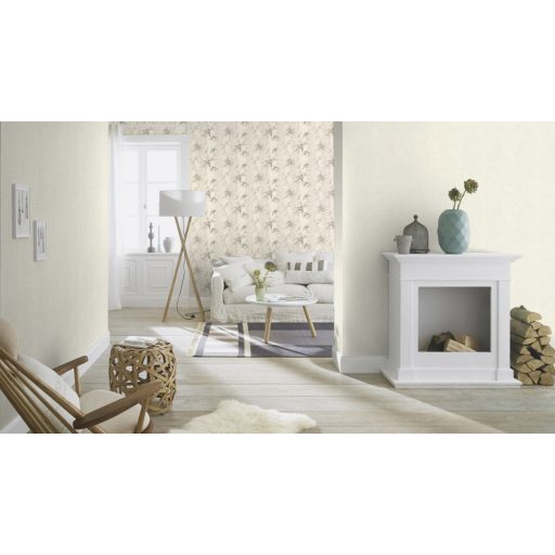 Természetes szürke és fehér árnyalatú textilhatású design enyhe ezüst kiemelés tapéta