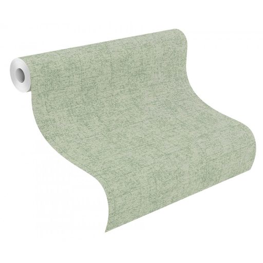 Természetes zöld és szürkészöld árnyalatú textilhatású design enyhe ezüst kiemelés tapéta