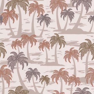   Lutece California Nostalgie 51200907 PALMIER FOND BEIGE Natur trópusi stilizált pálmafák krém bézs zöld barna narancs tapéta