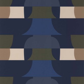   Lutece California Nostalgie 51201001 DECO 70's BLEU Avantgarde retrominta a 70-es évekből sötétkék kék szürke krém barna khaki tapéta