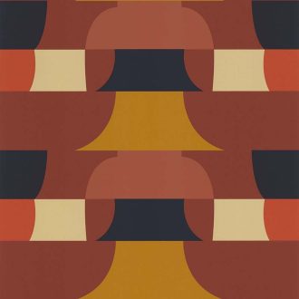   Lutece California Nostalgie 51201008 DECO 70's NOISETTE Avantgarde retrominta a 70-es évekből terrakotta aranysárga sötétkék krém tapéta