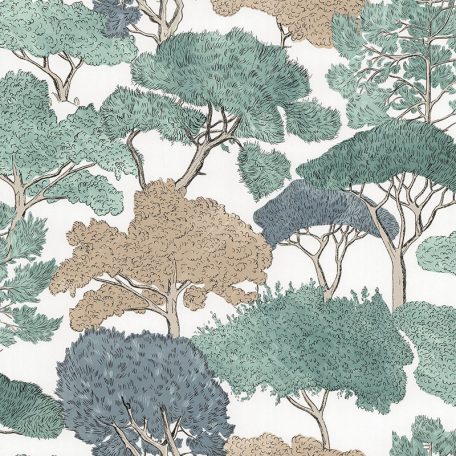 Lutece Jardin d'Eden 51202404 FORET ENCHANTÉE VERT Natur mesebeli (elvarázsolt) erdő fehér bézs barna zöld kék tapéta
