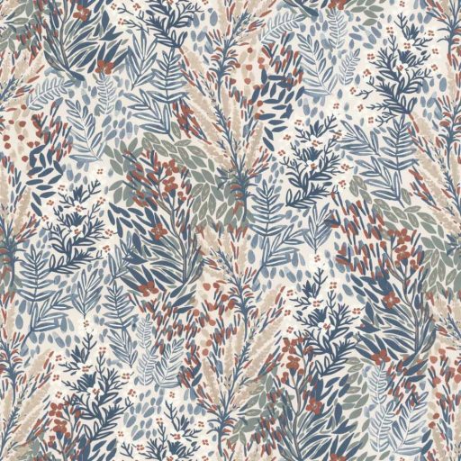 Lutece Jardin d'Eden 51202601 JARDIN FLEURI BLEU et ROUGE Natur színpompás virágoskert krém kék vörösesbarna szines tapéta