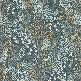   Lutece Jardin d'Eden 51202611 JARDIN FLEURI JAUNE et BLEU Natur színpompás virágoskert kék sárga zöld bézs fehér tapéta