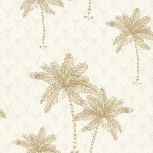 Lutece Jardin d'Eden 51202707 PALMIER DORE Natur Trópusi geometrikus art deco háttéren pálmafák fehér bézs arany tapéta