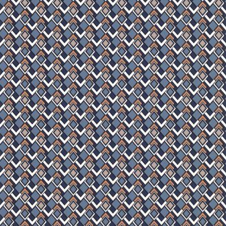   Lutece Jardin d'Eden 51202901 LOSANGE RETRO BLEU Geometrikus Retro változatos apró rombuszok kék fehér bézs fekete tapéta