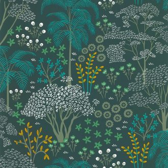   Lutece Jardin d'Eden 51203104 EDEN VERT EMERAUDE Botanikus Vintage maga a Paradicsom! zöld smaragdzöld sárga fehér tapéta