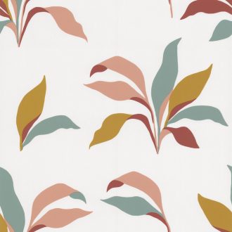   Naív levelek grafikus művészi ábrázolásban krém barack mustársárga zöld tapéta