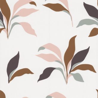   Naív levelek grafikus művészi ábrázolásban krém rózsaszín padlizsánlila zöld tapéta