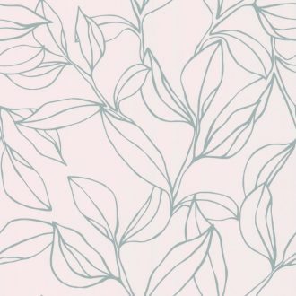   Ágak levelek sziluettje grafikus minta krém vízzöld tapéta