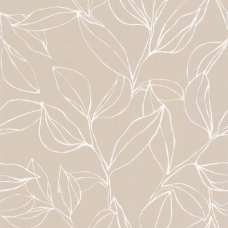   Ágak levelek sziluettje grafikus minta bézs krémfehér tapéta