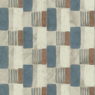   Naív grafikus akvarell minta bézs szürkésbézs kék barna fekete tapéta