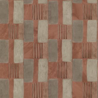   Naív grafikus akvarell minta szürkésbézs szürkésbarna terrakotta tapéta