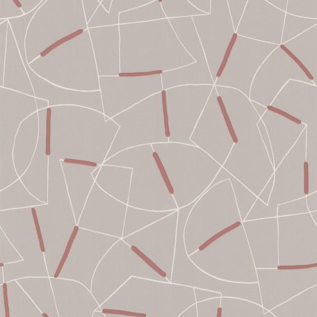 Absztrakt vonalas rajz szürke/szürkésbézs krém vörösesbarna tapéta