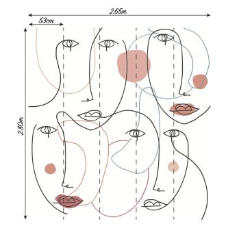   Rózsaszín arc - naív művészi portré fehér rózsaszín fekete falpanel