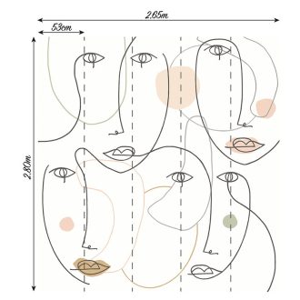   Bézs tónusú arc - naív művészi portré fehér bézs fekete falpanel