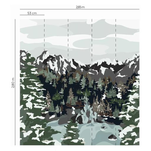 Természeti Camouflage! Terepszínbe bújtatott zord hegyvidéki táj panoráma zöld barna jégkék fehér és szürke tónus falpanel