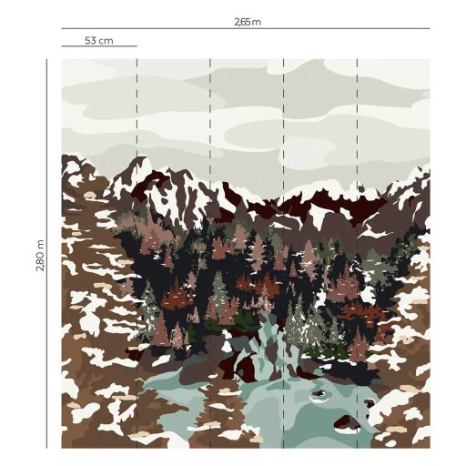 Természeti Camouflage! Terepszínbe bújtatott zord hegyvidéki táj panoráma bézs barna zöld szürke fekete és fehér tónus falpanel