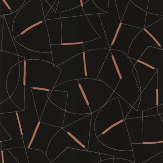   Absztrakt vonalas rajz antracit/karbonszürke ezüst narancs tapéta