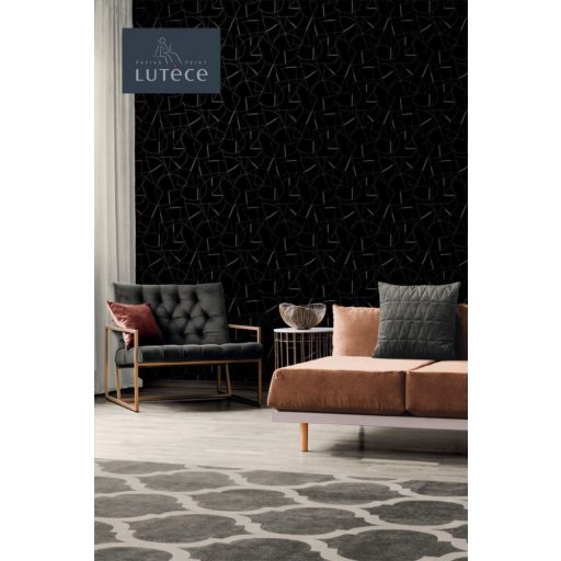 Absztrakt vonalas rajz antracit/karbonszürke ezüst narancs tapéta