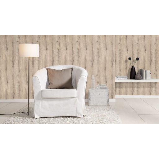 Rasch Factory III, 514483  rusztikus deszkaminta bézs szürkésbarna  tapéta