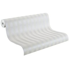   Csillogó hatású nemes dekoráció klasszikus csíkos minta krémfehér ezüstszürke tapéta