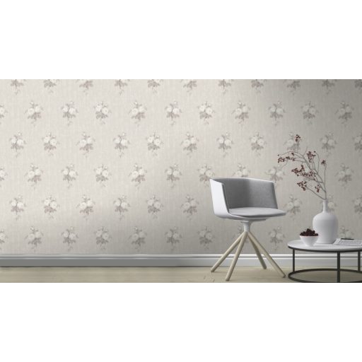 Rasch Souvenir 516104 Romantikus virágos Shabby-Look durva felületen pünkösdi rózsacsokrok krém bézs szürkésbarna