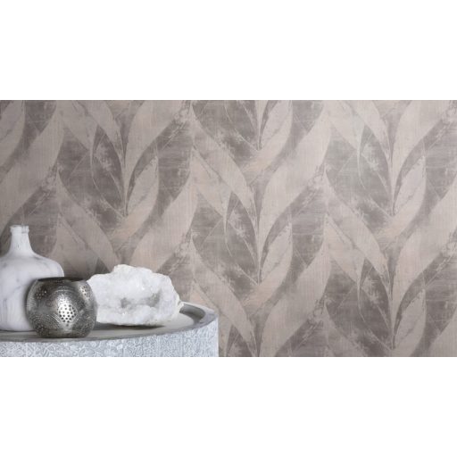 Rasch Concrete 520040 Natur Összefonódó grafikai (levél) minta extravagáns struktúra szürke/ezüstszürke ezüst finom csillogás tapéta