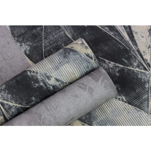 Rasch Concrete 520071 Natur Összefonódó grafikai (levél) minta extravagáns struktúra antracit szürke matt arany finom csillogás tapéta