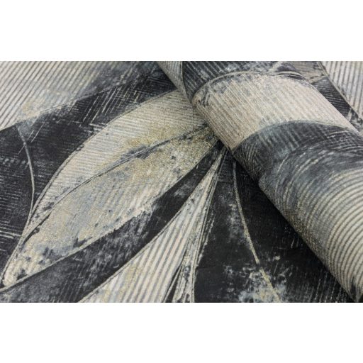 Rasch Concrete 520071 Natur Összefonódó grafikai (levél) minta extravagáns struktúra antracit szürke matt arany finom csillogás tapéta