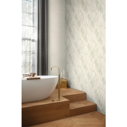 Rasch Concrete 520729 Natur Absztrakt levelek árnyjátéka beton háttéren törtfehér világos szürkészöld tapéta