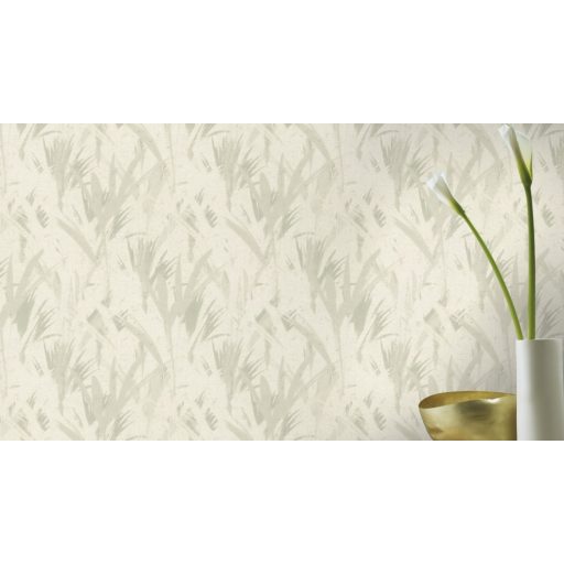 Rasch Concrete 520729 Natur Absztrakt levelek árnyjátéka beton háttéren törtfehér világos szürkészöld tapéta