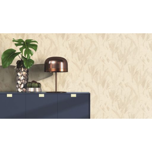 Rasch Concrete 520743 Natur Absztrakt levelek árnyjátéka beton háttéren meleg bézs világosbarna árnyalatok tapéta