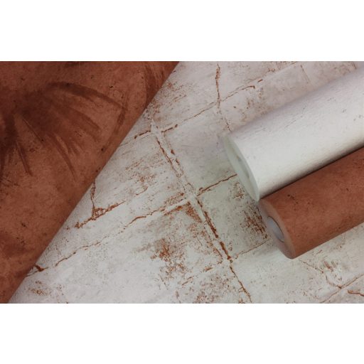 Rasch Concrete 520767 Natur Absztrakt levelek árnyjátéka beton háttéren terrakotta árnyalatok tapéta