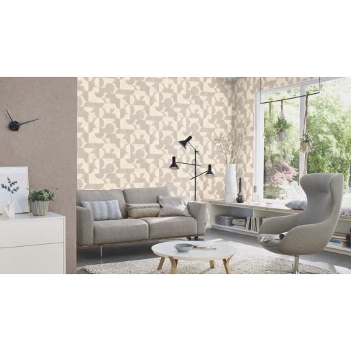 Rasch Concrete 521313 Geometrikus játékos körök retro hangulatú grafikai design krém szürkésbézs tapéta