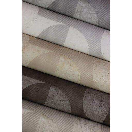 Rasch Concrete 521337 Geometrikus játékos körök retro hangulatú grafikai design bézs és világosbarna tapéta