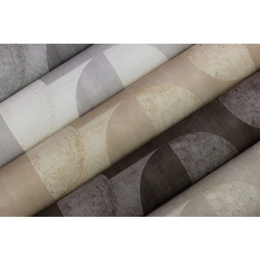 Rasch Concrete 521337 Geometrikus játékos körök retro hangulatú grafikai design bézs és világosbarna tapéta