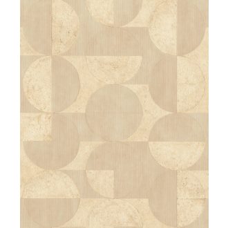   Rasch Concrete 521344 Geometrikus játékos körök retro hangulatú grafikai design bézs barna tapéta