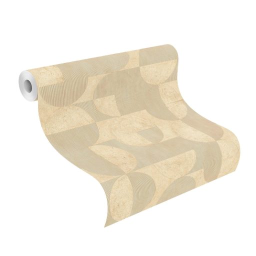 Rasch Concrete 521344 Geometrikus játékos körök retro hangulatú grafikai design bézs barna tapéta