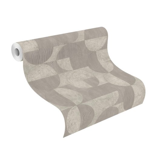 Rasch Concrete 521351 Geometrikus játékos körök retro hangulatú grafikai design szürke árnyalatok tapéta