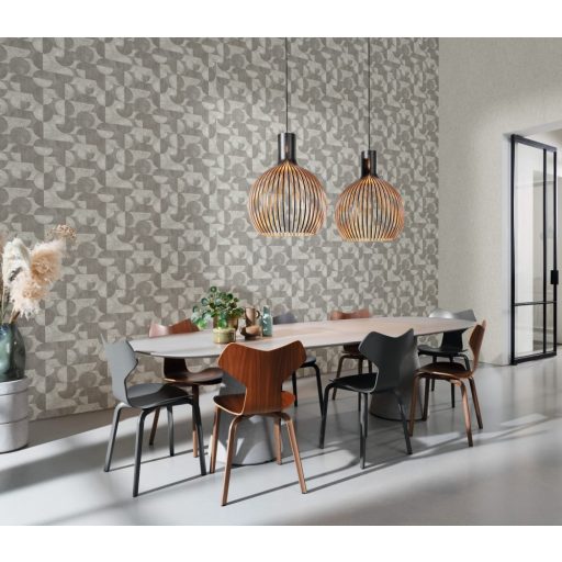 Rasch Concrete 521351 Geometrikus játékos körök retro hangulatú grafikai design szürke árnyalatok tapéta