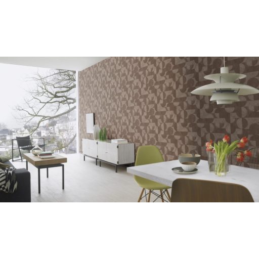 Rasch Concrete 521368 Geometrikus játékos körök retro hangulatú grafikai design szürkésbarna barna tapéta