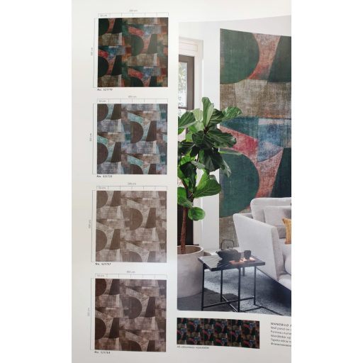 Rasch Concrete 521733 Művészi grafika beton háttéren Malewitsch orosz festő műve ihlette kék zöld barna szürke falpanel