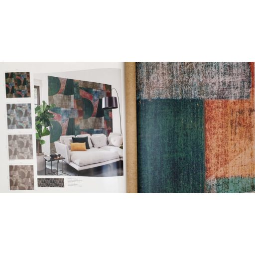 Rasch Concrete 521733 Művészi grafika beton háttéren Malewitsch orosz festő műve ihlette kék zöld barna szürke falpanel