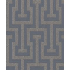   Rasch Sparkling 523928 Grafikus görög labirintus minta éjkék  bronz csillogó tapéta