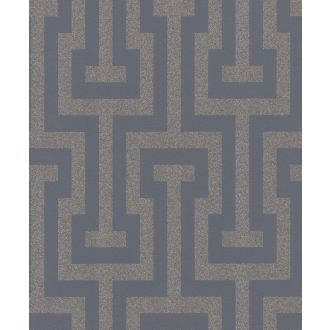   Rasch Sparkling 523928 Grafikus görög labirintus minta éjkék  bronz csillogó tapéta
