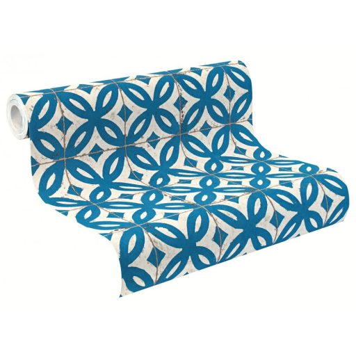 Rasch Crispy Paper 524703 Natur fotorealisztikus antik csempeminta krém bézs kék tapéta